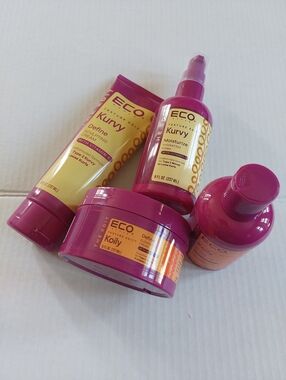 4 Pcs ECO  Style Koily Kurvy Sculpting Cream Hydrate Foam Elongating Hair Care